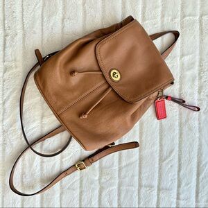 Vintage Coach Park Leather Backpack in Brass/British Tan